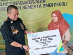 BPJamsostek Purwakarta Serahkan Santunan Kematian Rp42 Juta kepada Ahli Waris Anggota LSM GMBI