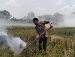 Asapnya Berpotensi Ganggu Pandangan Pengendara, Kasatlantas Polres Subang Padamkan Api di Ruas Tol Cipali