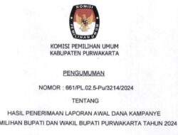 KPU Purwakarta Rilis Hasil Penerimaan Laporan Awal Dana Kampanye Pemilihan Bupati dan Wakil Bupati 2024