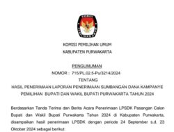 KPU Purwakarta Umumkan Laporan Penerimaan Sumbangan Dana Kampanye (LPSDK) Pemilihan Bupati dan Wakil Bupati Purwakarta 2024